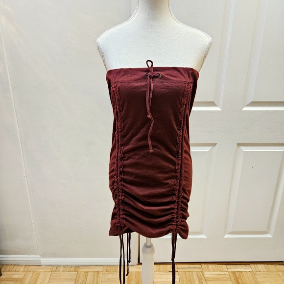 NEW Convertible MISS BE by Emmanuelle Blanc Festival Ruched Dark Red Skirt Dress - Picture 1 of 16